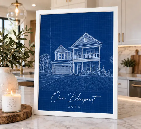 Blueprint Watercolor Home Portrait