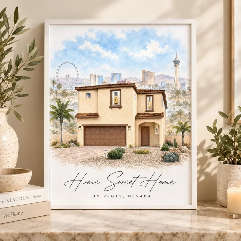 Custom Home Watercolor Portrait product image 1