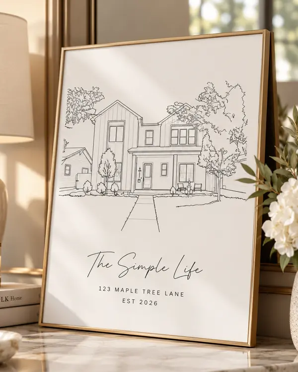 One-Line Art Home Portrait